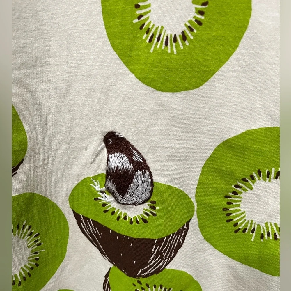 VINTAGE GRANIPH Kiwi Print Cream A-LINE SHORT SLEEVES TEE SHIRT Dress, SIZE S/M - Picture 6 of 10